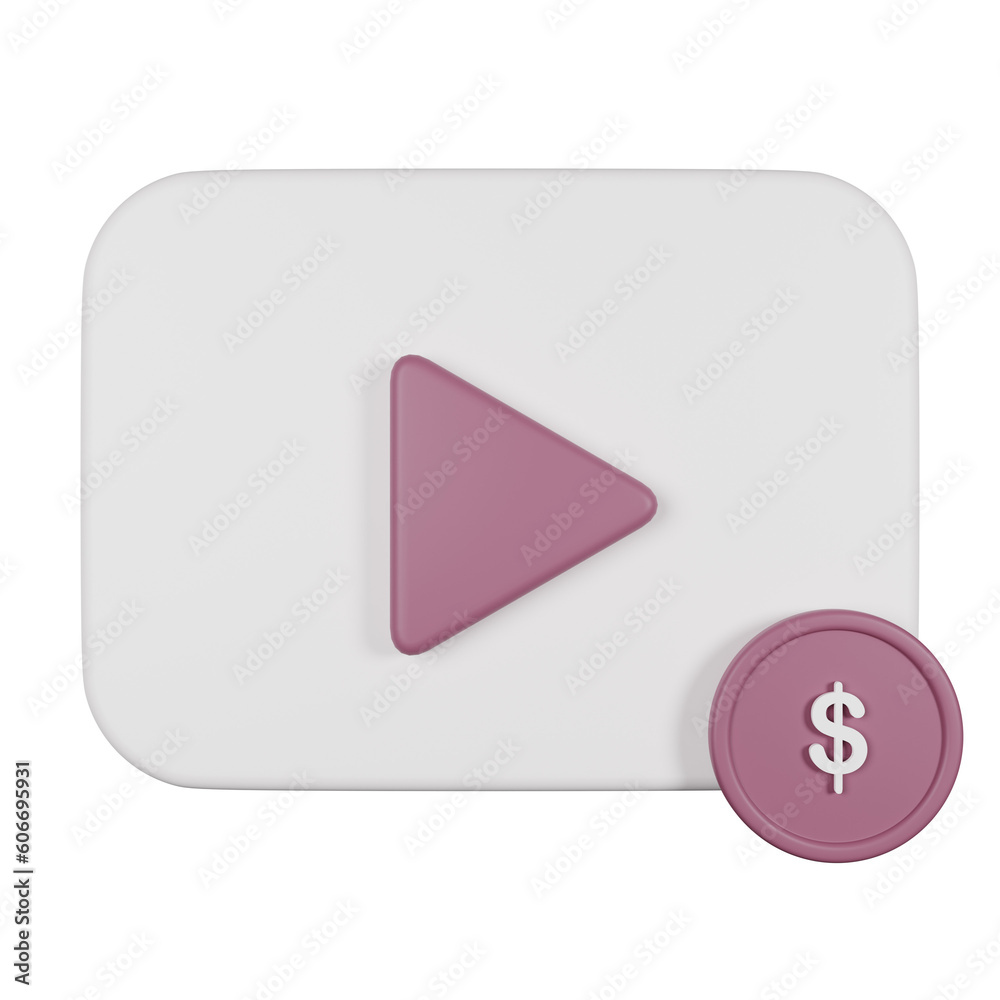 3d icon paid content isolated on transparent background 3d icon paid content isolated on transparent background