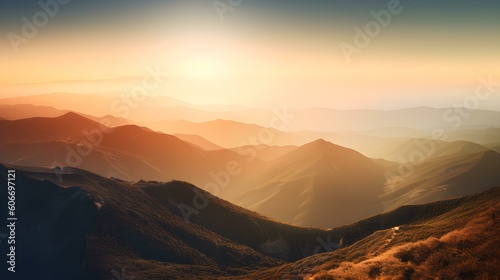 Sunset View from the Top of a Mountain