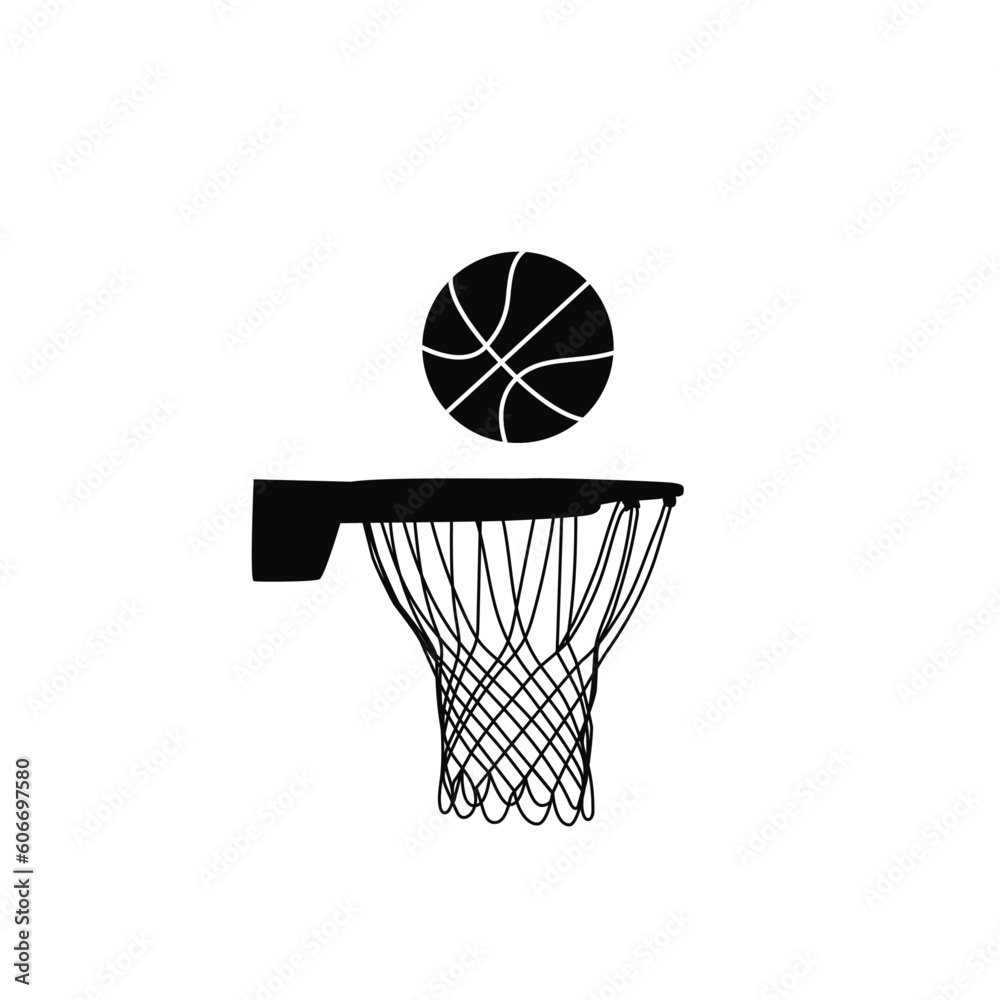 Basketball hoop and ball silhouette