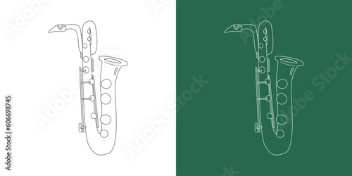 Photos Baritone saxophone line drawing cartoon style