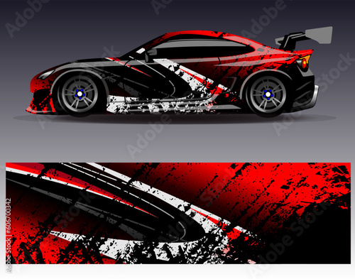 Car wrap design vector..Graphic abstract stripe racing background designs for vehicle  rally  race  adventure and car racing livery