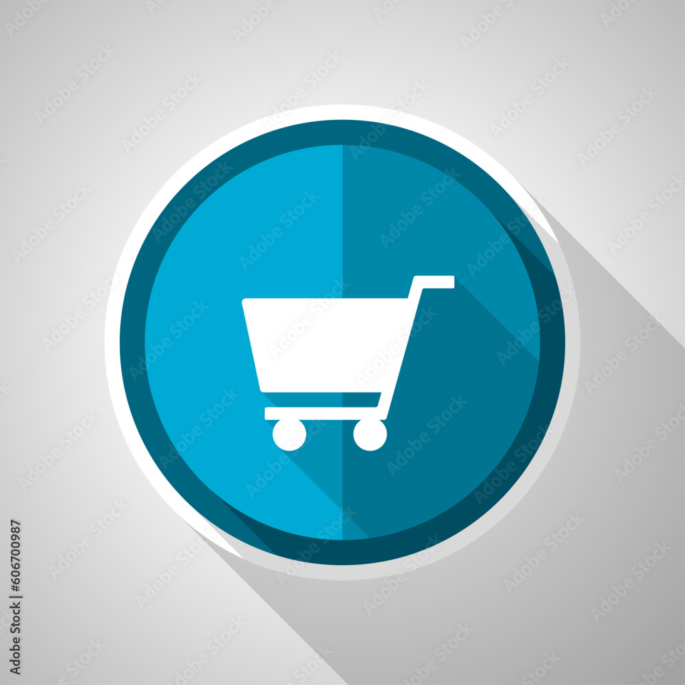 Cart symbol, flat design vector blue icon with long shadow Cart symbol, flat design vector blue icon with long shadow