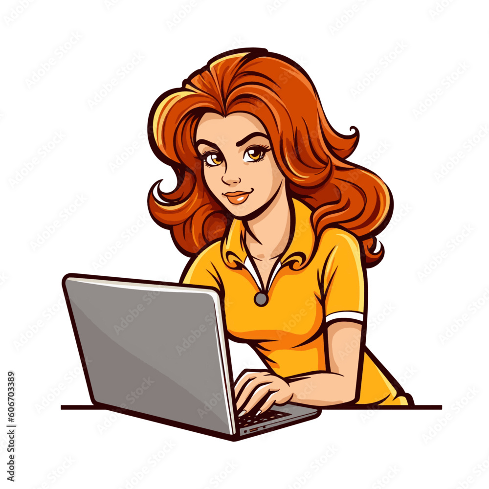 Young Woman Working on a Laptop Young Woman Working on a Laptop