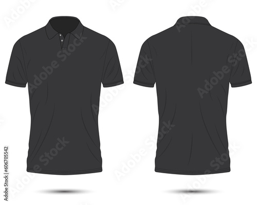 Black polo shirt mockup front and back view