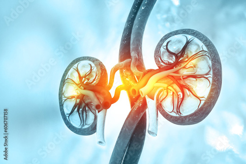 Human kidney cross section.3d illustration photo