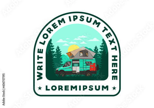 Large van with roof tent illustration design