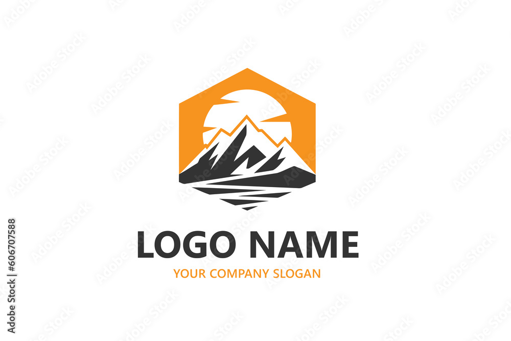 Natural lake view hill outdoor logo template
Natural lake view hill outdoor logo template