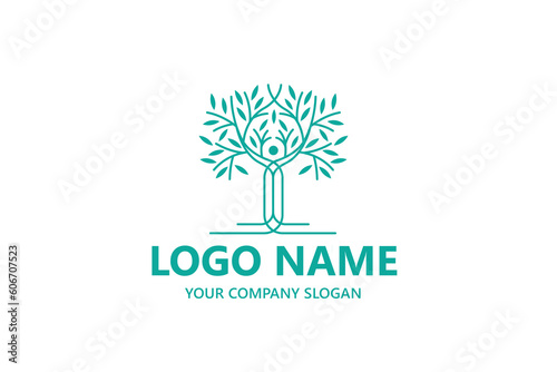 Nature trees vector illustration logo design. There is a green spring tree vector  Abstract tree logo. Unique Tree Vector illustration