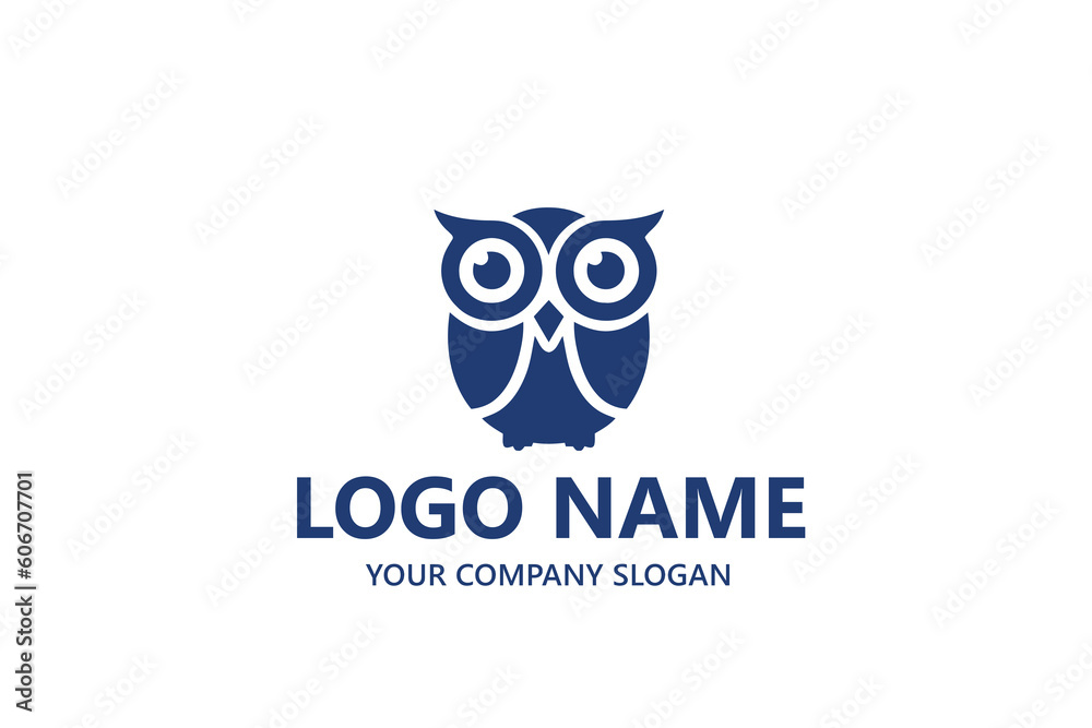 Unique owl logo with minimalist shapes template