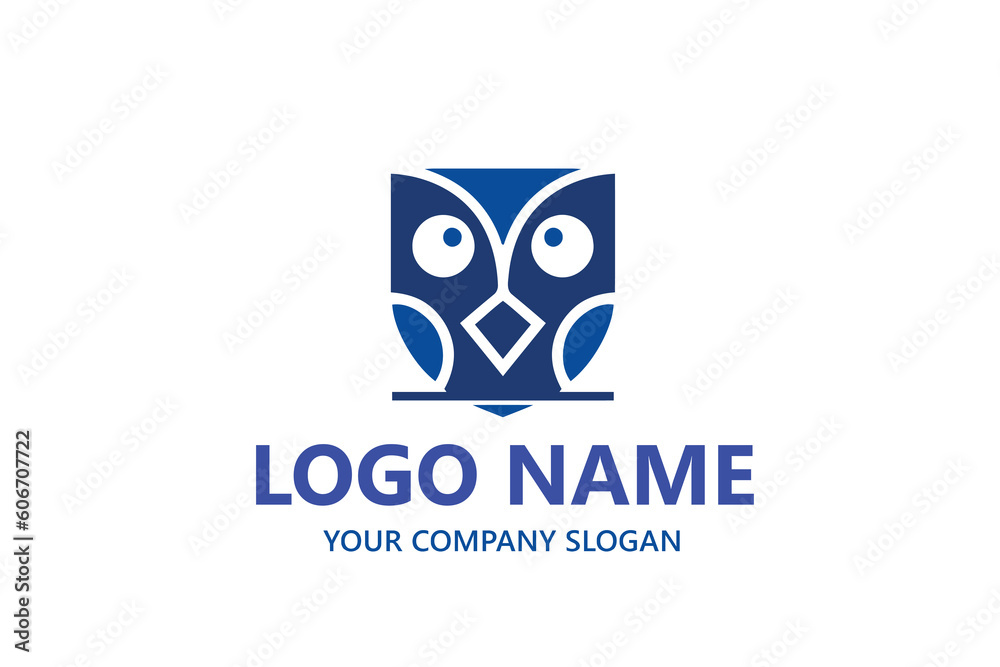Unique owl logo with minimalist shapes template