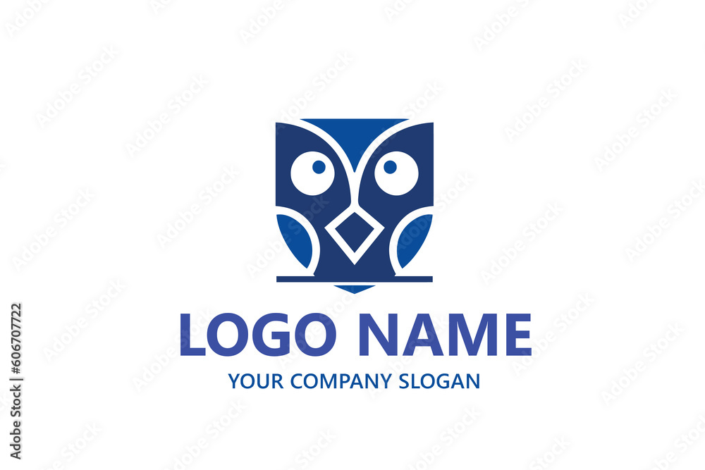 Unique owl logo with minimalist shapes template Unique owl logo with minimalist shapes template