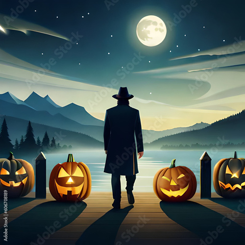 Photo realistic halloween festival illustrationhalloween night pictures for wallpaper ai generated photo