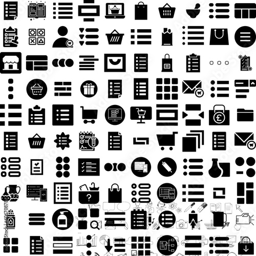 Collection Of 100 Items Icons Set Isolated Solid Silhouette Icons Including Set, Design, Illustration, Object, Collection, Vector, Item Infographic Elements Vector Illustration Logo