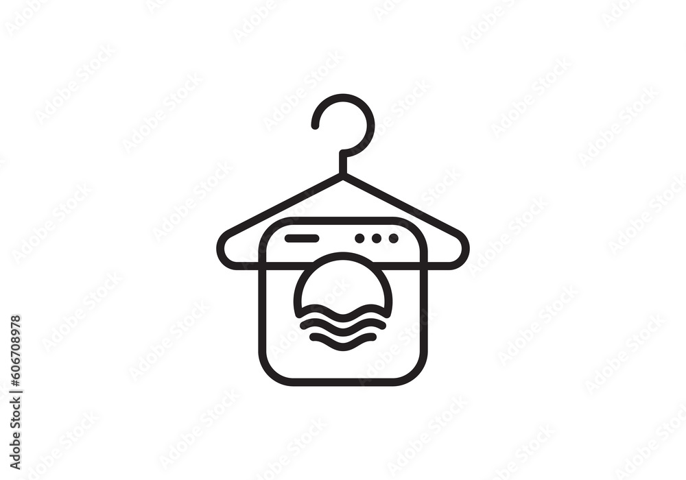 Obraz premium laundry hanger water wave logo design vector