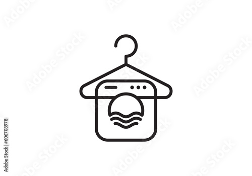 laundry hanger water wave logo design vector