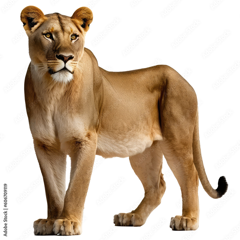Obraz premium brown lioness isolated on white