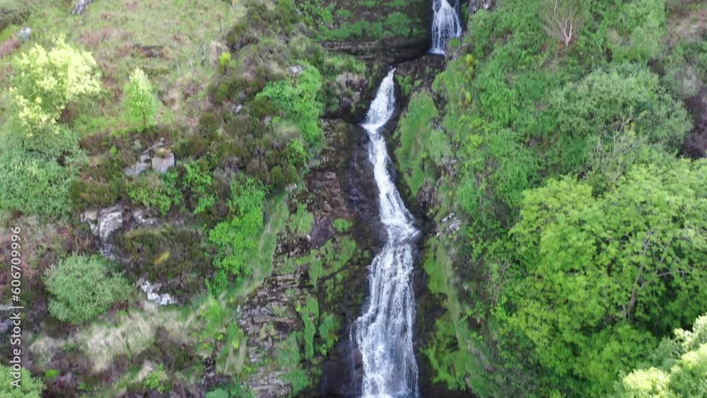 Aerial of Assaranca Waterfall in County Donegal - Ireland Aerial of Assaranca Waterfall in County Donegal - Ireland