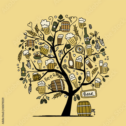 Oktoberfest, beer festival. Concept tree for your design. Vector illustration