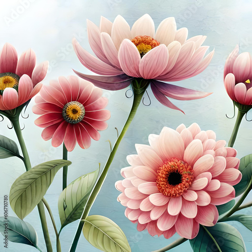 Pink and White Flowers, Flowers Background, Generative ai 
