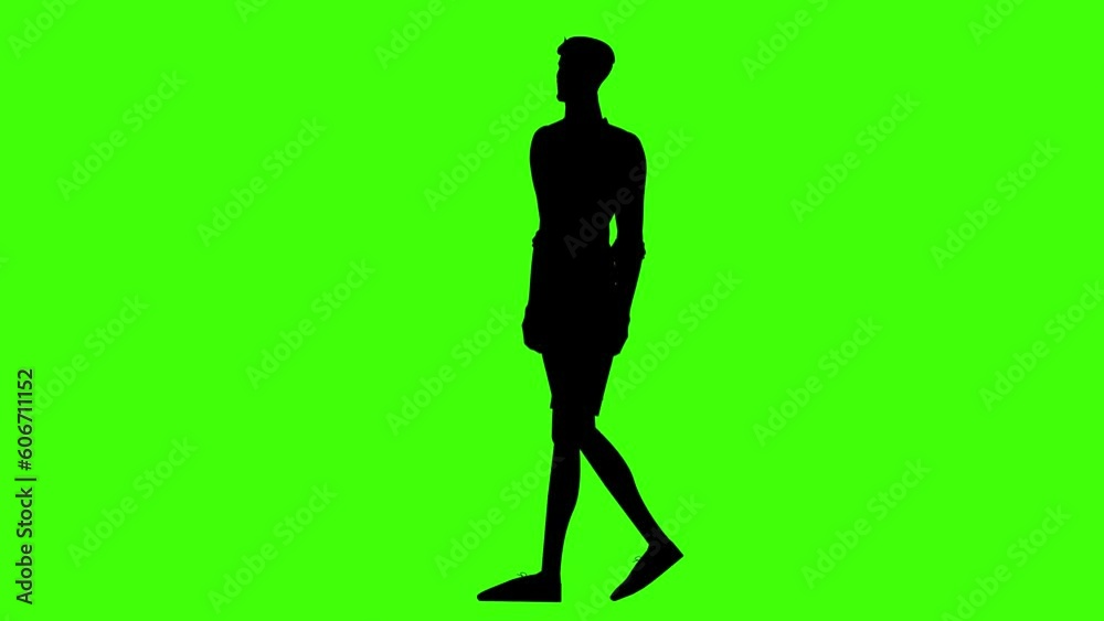 Shadow man walking animation on green background Shadow man walking animation on green background