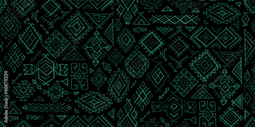 Tribal decorative background. Ethnic seamless pattern. Aztec geometric backdr...