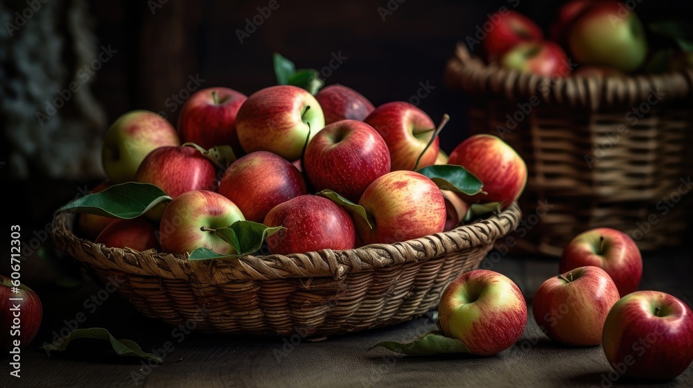 perfect viewing angle of bunch of apples in a basket with blur background perfect viewing angle of bunch of apples in a basket with blur background