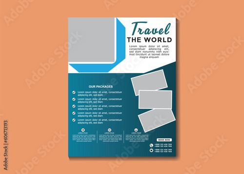 Vector business flyer design and brochure cover page template for travel agency