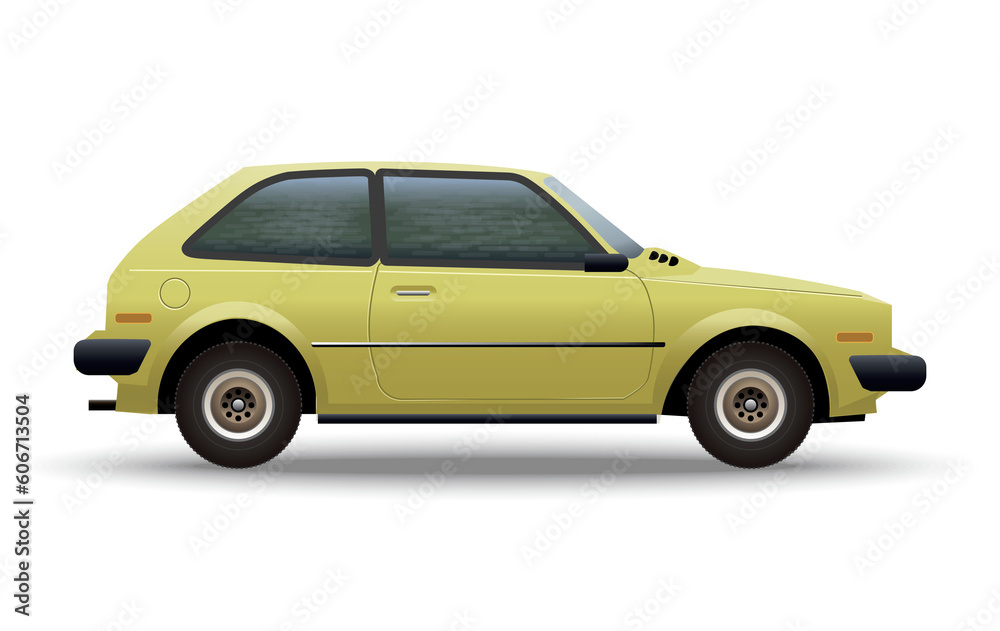 small yellow car isolated, 