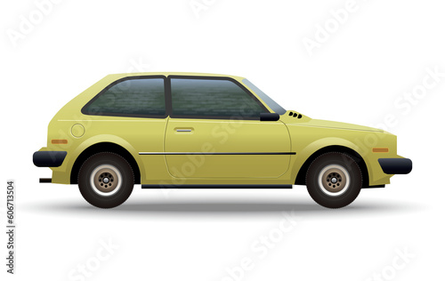 small yellow car isolated  