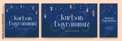 Feast of the Sacrifice (Eid al-Adha Mubarak) Feast of the Sacrifice Greeting (Turkish: Kurban Bayraminiz Mubarek Olsun) Holy days of muslim community. Islamic background.