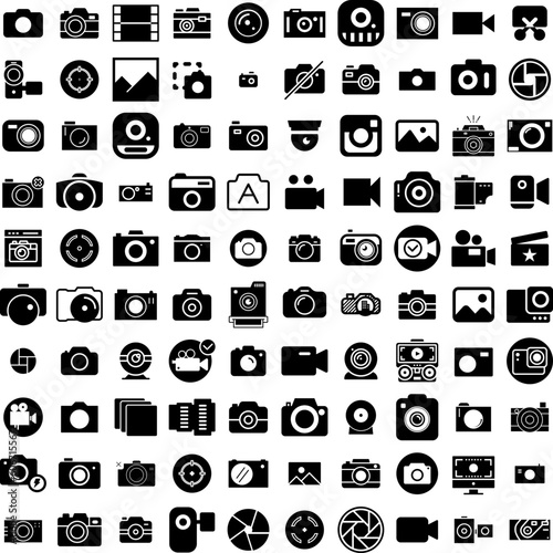 Collection Of 100 Capture Icons Set Isolated Solid Silhouette Icons Including Gas, Capture, Carbon, Co2, Technology, Climate, Energy Infographic Elements Vector Illustration Logo