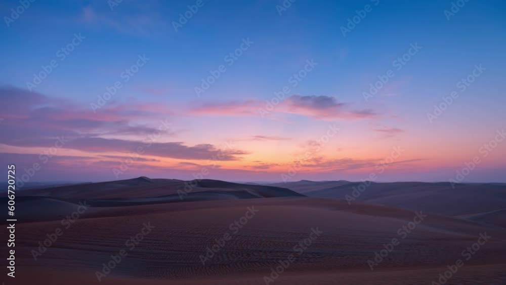 Time lapse of sky clouds sunset sunrise over the sand dune desert, Sky Time lapse, Beautiful background, Blue sky with clouds and sun, Clouds At Sunrise. Time lapse of sky clouds sunset sunrise over the sand dune desert, Sky Time lapse, Beautiful background, Blue sky with clouds and sun, Clouds At Sunrise.