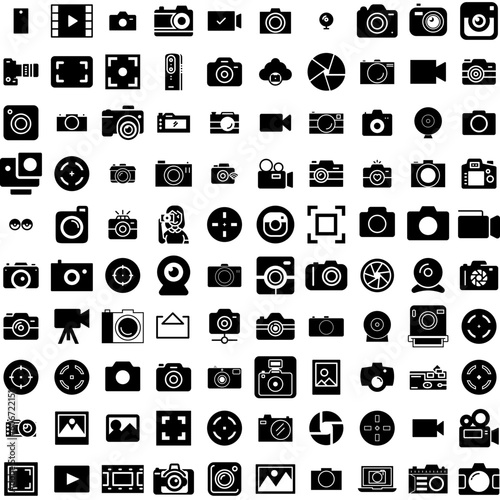 Collection Of 100 Capture Icons Set Isolated Solid Silhouette Icons Including Gas, Capture, Carbon, Technology, Energy, Co2, Climate Infographic Elements Vector Illustration Logo