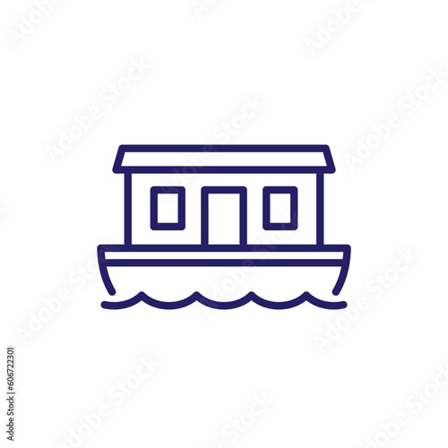houseboat line icon on white photo