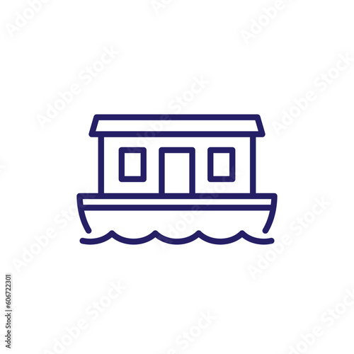 Billede på lærred houseboat line icon on white