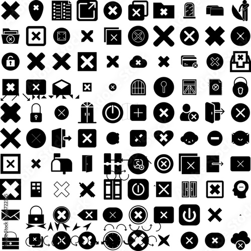 Collection Of 100 Close Icons Set Isolated Solid Silhouette Icons Including Closeup, Beautiful, Person, Close, Background, Natural, Portrait Infographic Elements Vector Illustration Logo