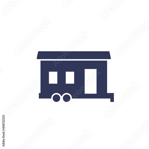 mobile home icon, house trailer on white