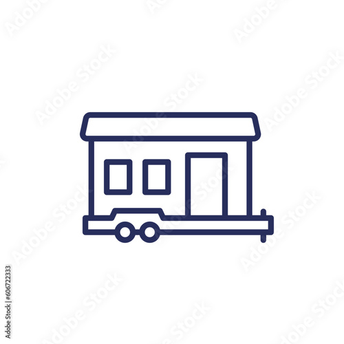 mobile home line icon, house trailer vector