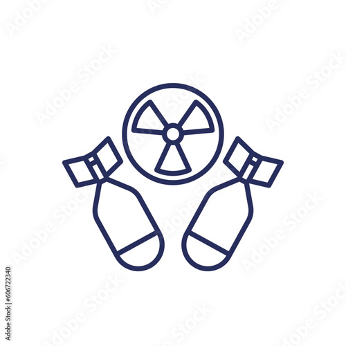 nuclear bombs line icon on white