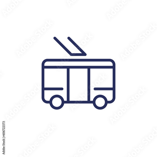 trolleybus icon, line vector pictogram