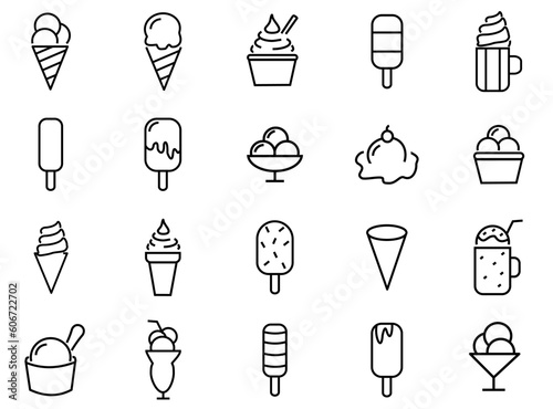 Ice cream icon set. Collection of ice cream line icons vector. editable file. Eps