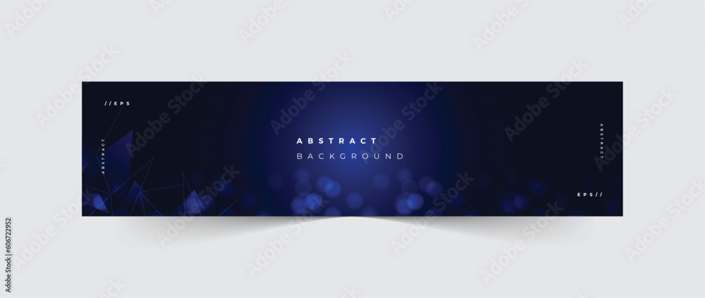 Linkedin banner blue technology abstract background with bokeh effect