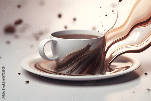 A cup of coffee with milk or cocoa with a splash, Generative AI 1