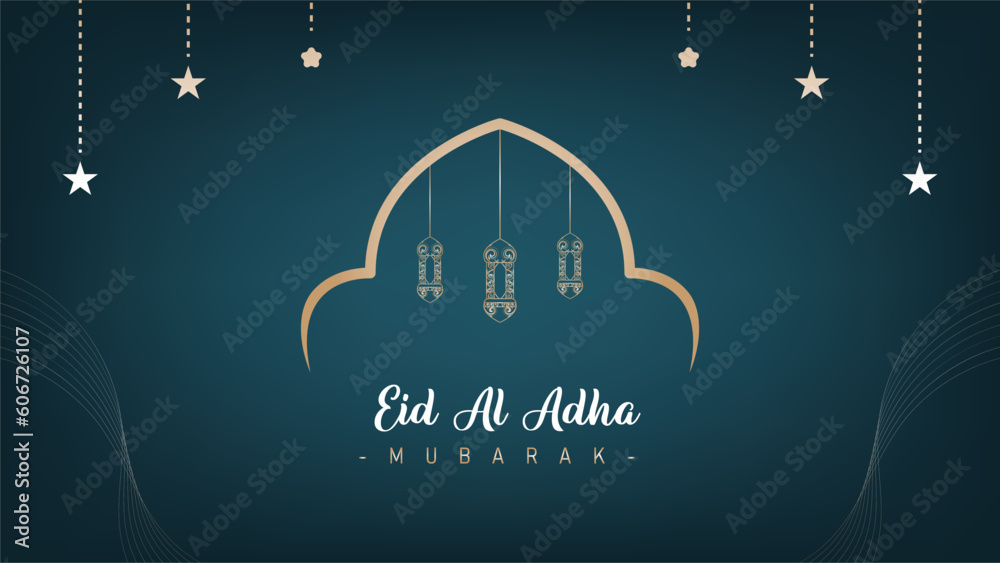 Minimalist and modern banner background design for Eid al-Adha celebration for Muslims