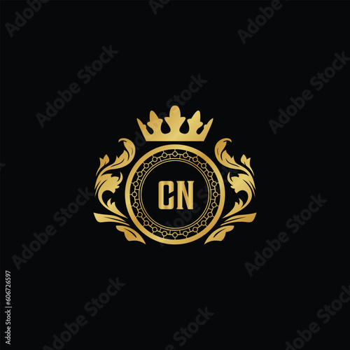 Luxury royal wing letter CA-CZ crest gold color logo vector image photo