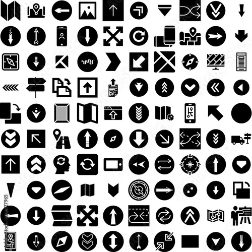 Collection Of 100 Orientation Icons Set Isolated Solid Silhouette Icons Including Employee, Business, Orientation, Job, Concept, Direction, Team Infographic Elements Vector Illustration Logo