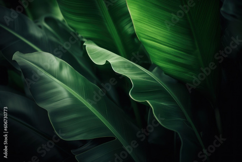 Green leaves of Monstera philodendron plant growing in greenhouse, tropical forest plant, evergreen vines abstract background.