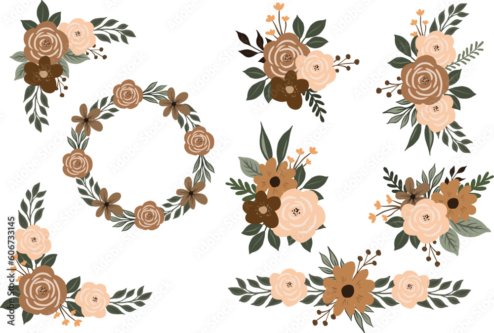 Obraz premium flat flower bouquet in earth tone color