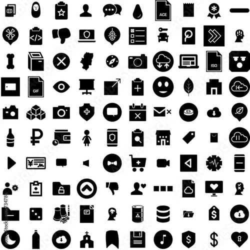 Collection Of 100 Tremor Icons Set Isolated Solid Silhouette Icons Including Hand, Symptom, Nervous, Health, Disease, Parkinson, Tremor Infographic Elements Vector Illustration Logo