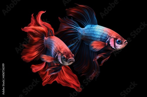 Colour Contrast: Siamese Fish Isolated on a Dark Teal Background | AI Generated.